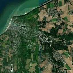 Vue aérienne des environs de Aire de stationnement et de service de la Cidrerie des Hautes Falaises