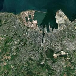 Vue aérienne des environs de Cherbourg Aire pour camping-cars Allée du Président Menut