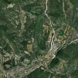 Vue aérienne des environs de Camping Les Prés